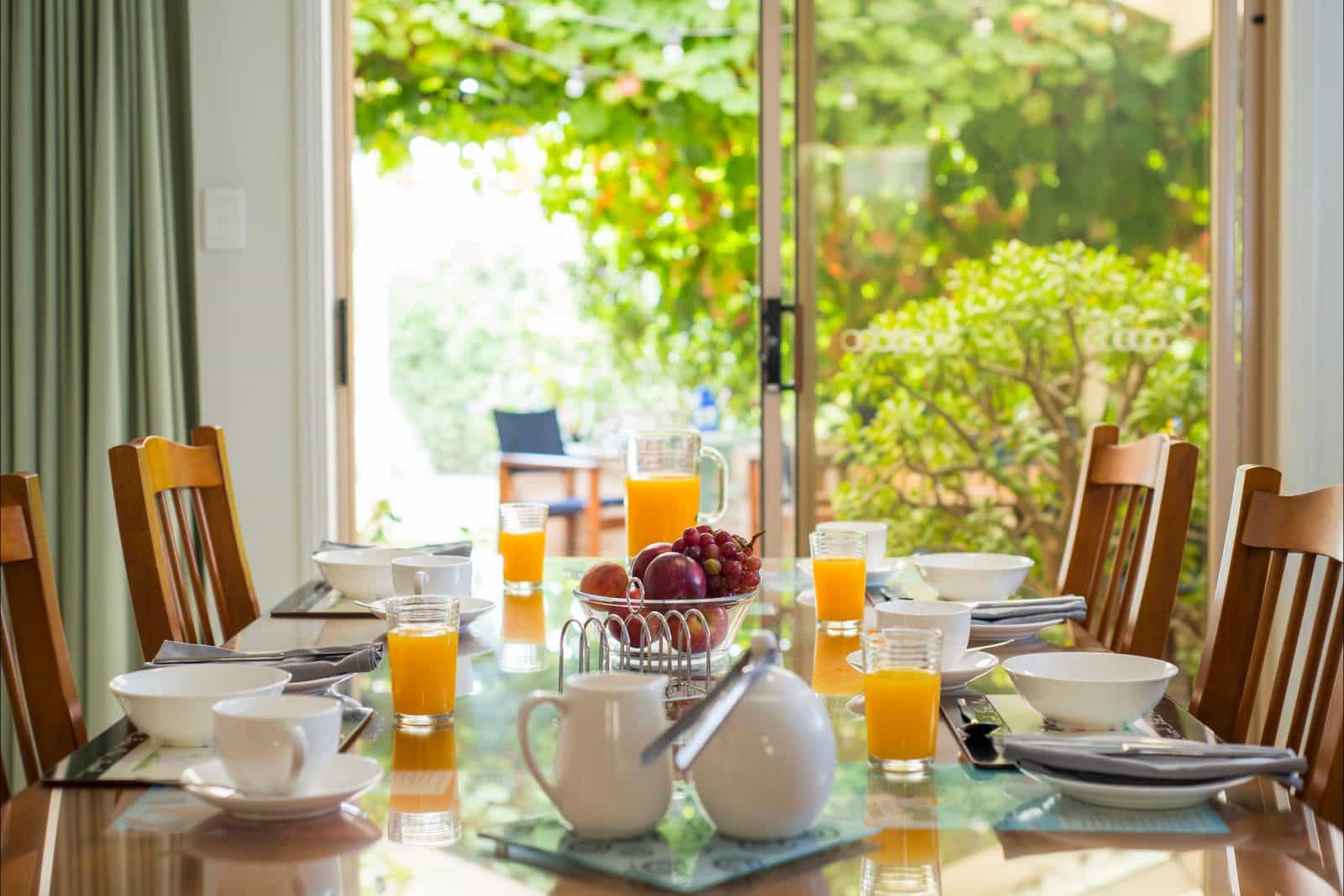 Guest Table set for breakfast