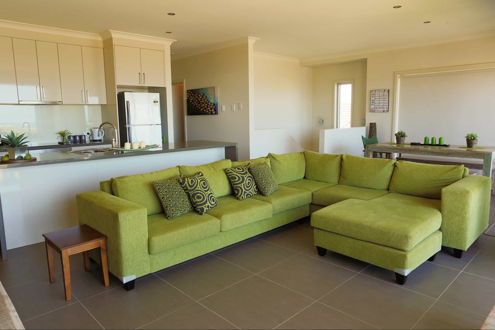 LOUNGE ROOM, KITCHEN, DINING - OPEN PLAN LIVING THE SOFA PERFECTLY PLACED TO SOAK IN THE VIEW