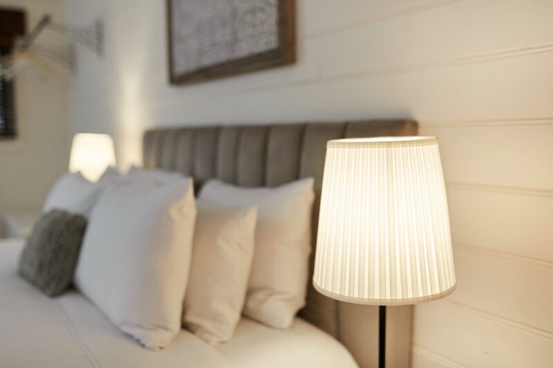 Pillows and lamp