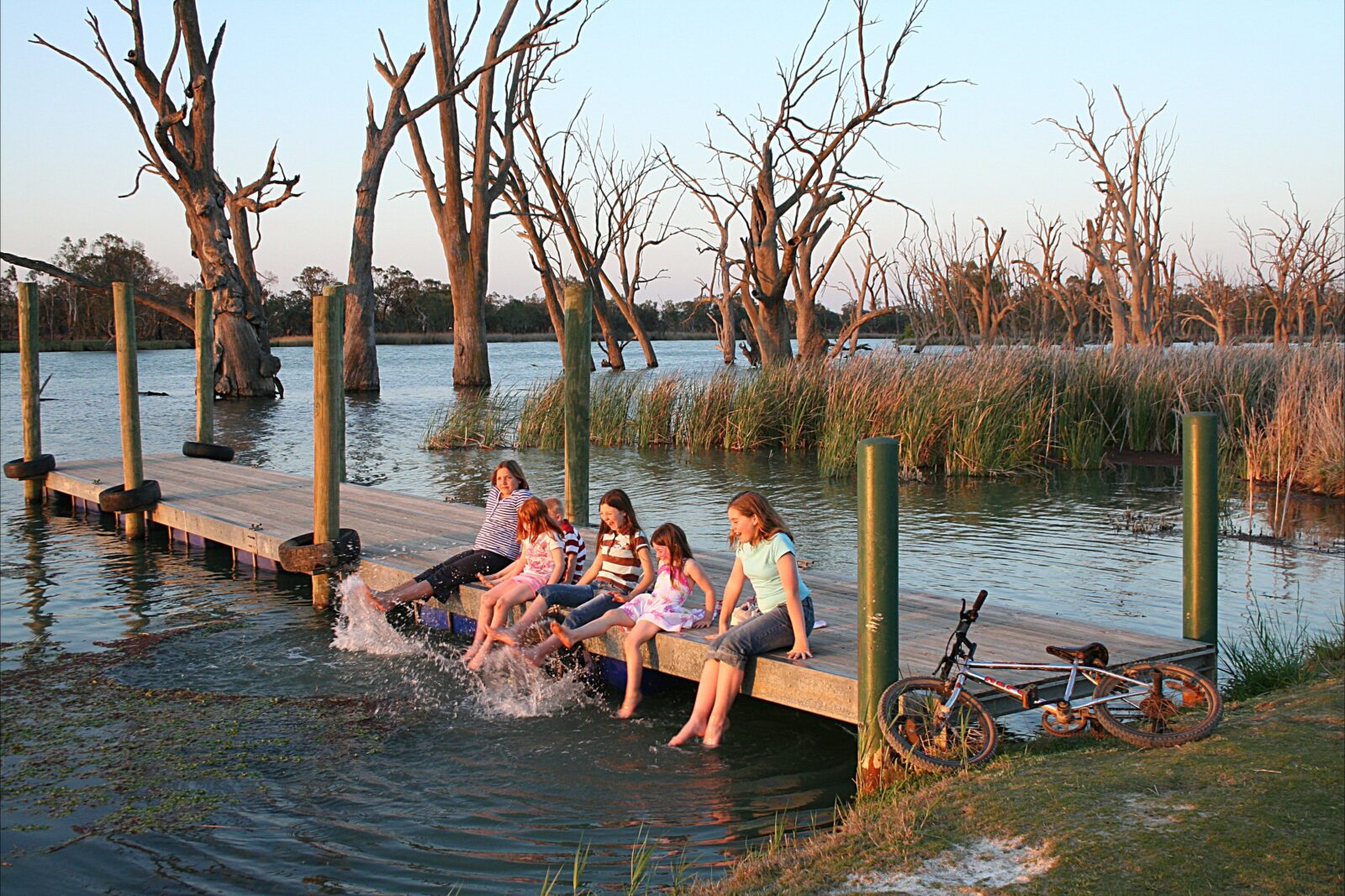 Family cooling off on The Park's Private Jetty