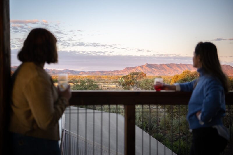 Sunset over the Flinders Ranges in the guest lounge