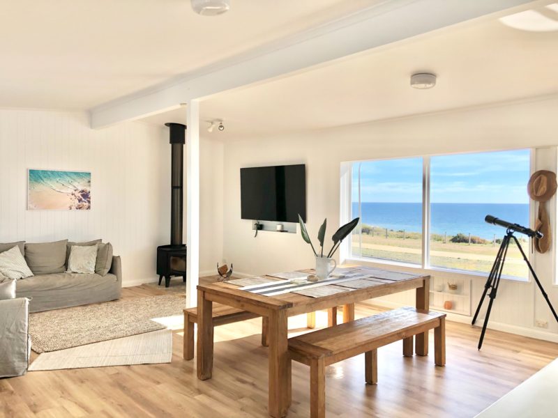 Open plan living with sea view