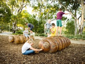 playground, children, wooden sculptures, playing