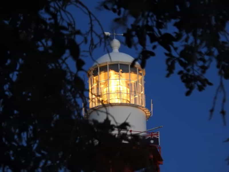 Lighthouse light shining brightly