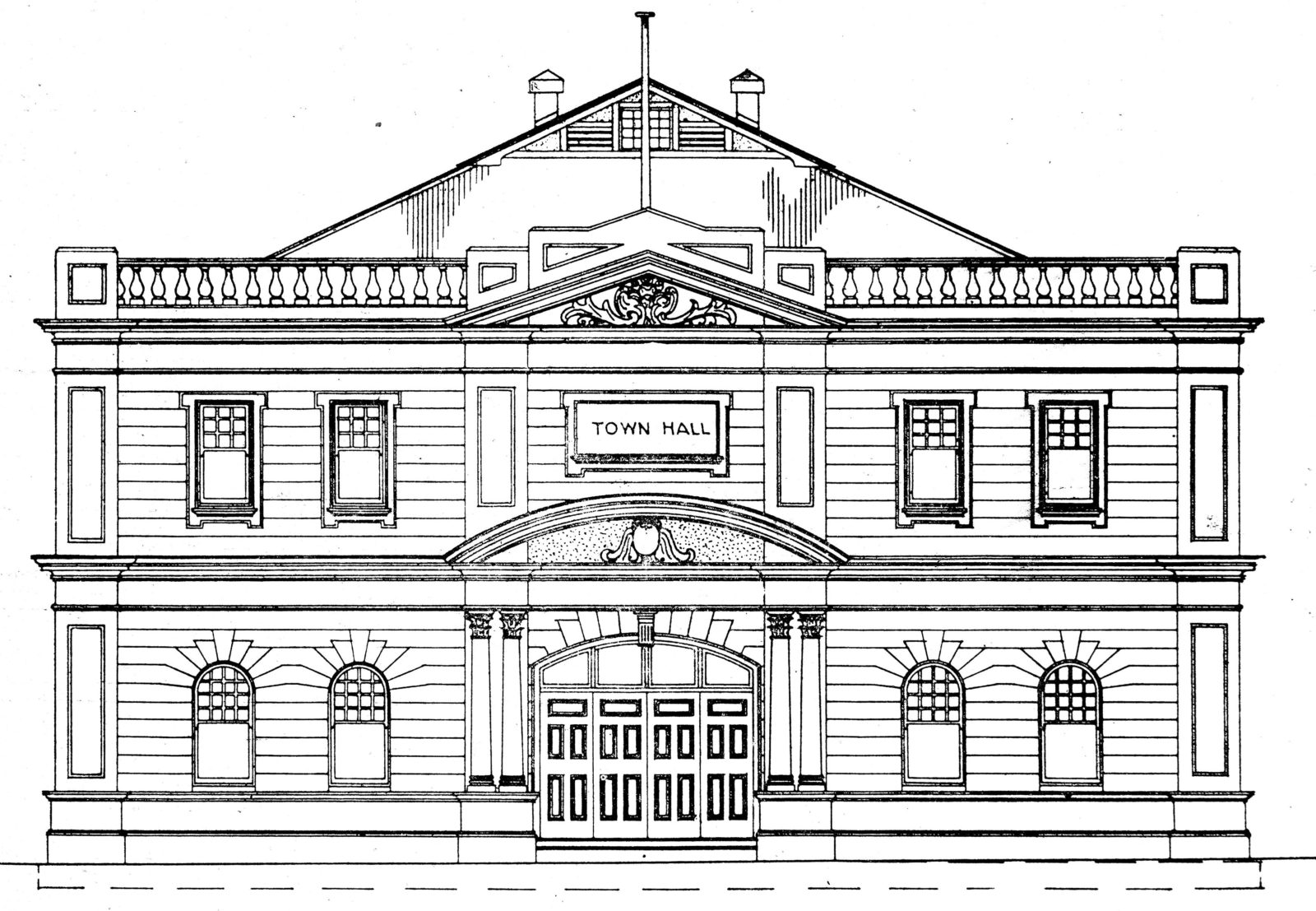 Sketch of Clare Town Hall, 1926