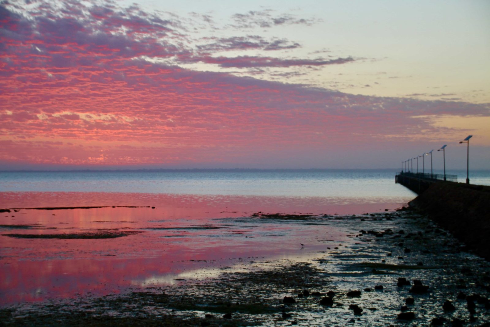 Denial Bay Jetty from beach at sunrise