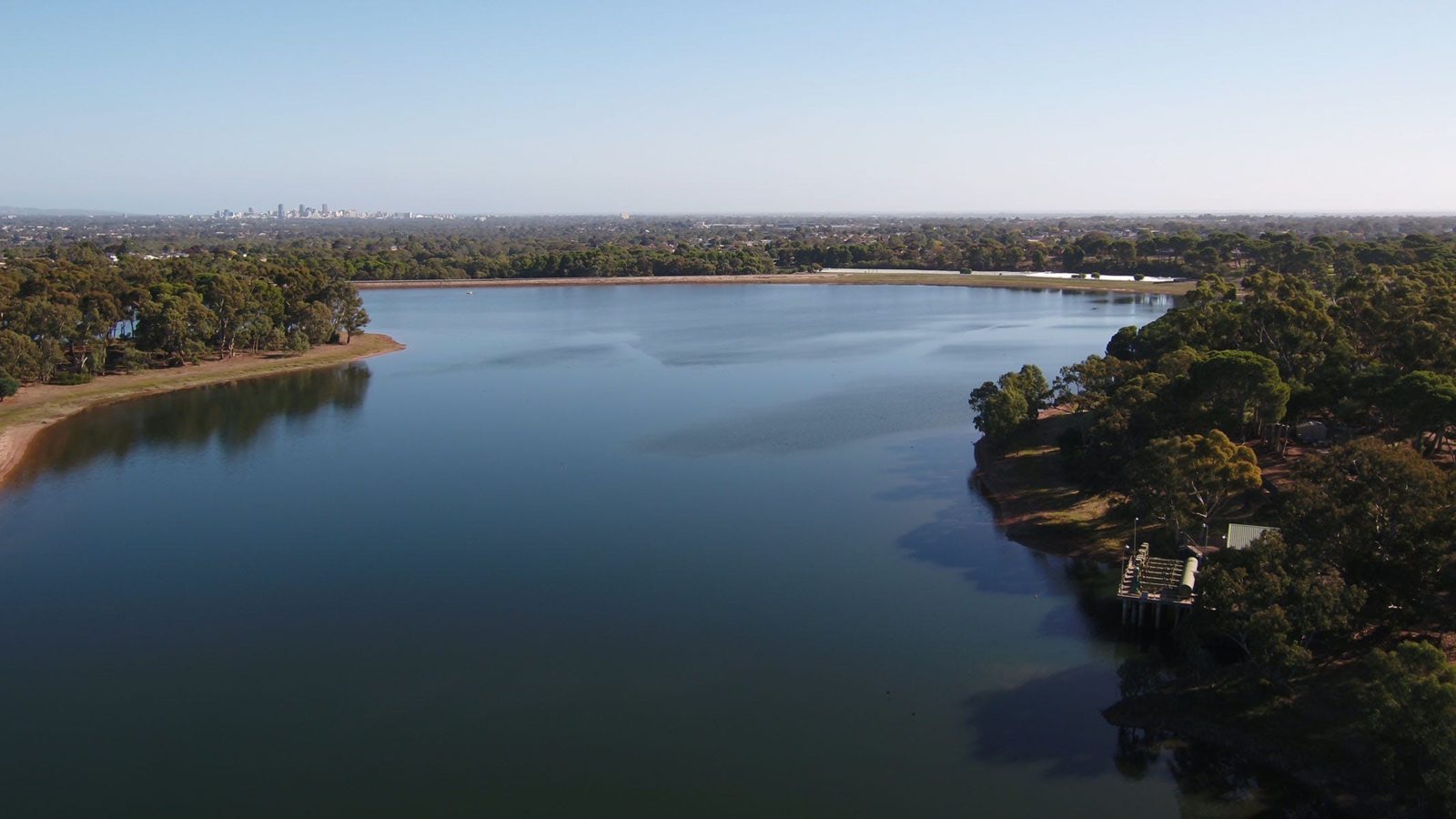 Aerial view of Hope Valley Reservoir Reserve