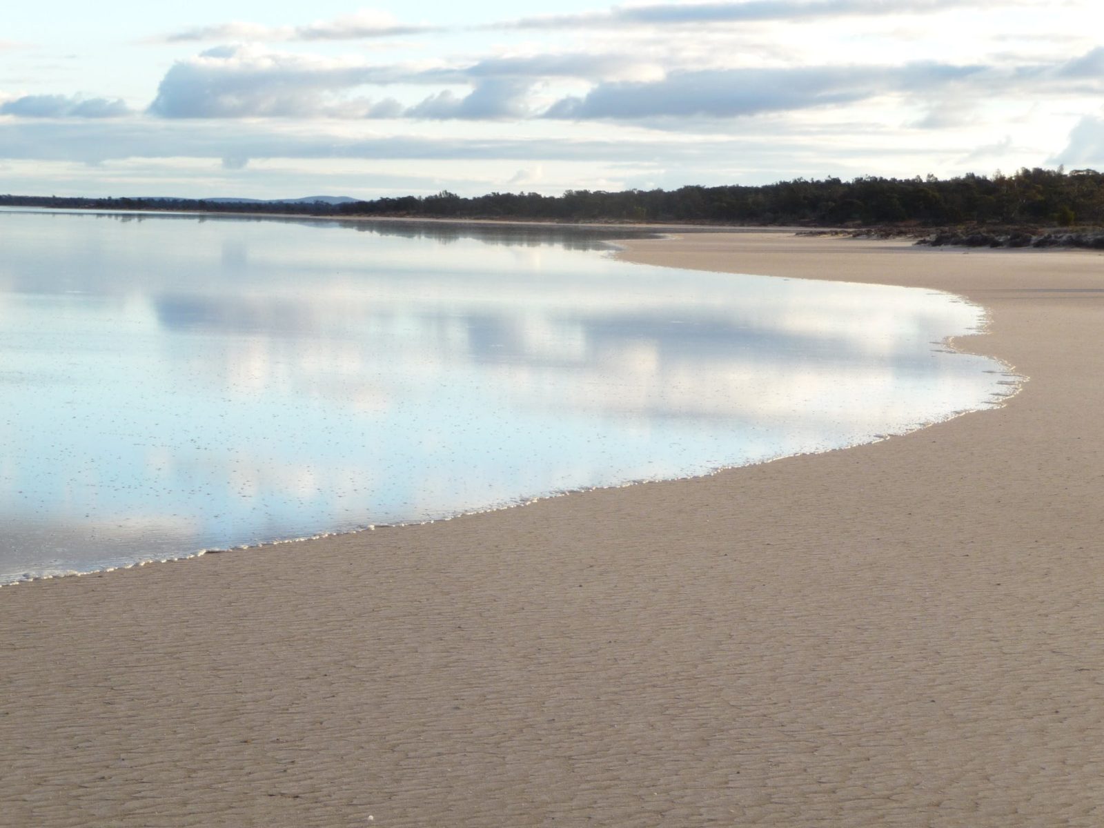 The saline lake surrounded by low sandy rises in Lake Gilles Conservation Park