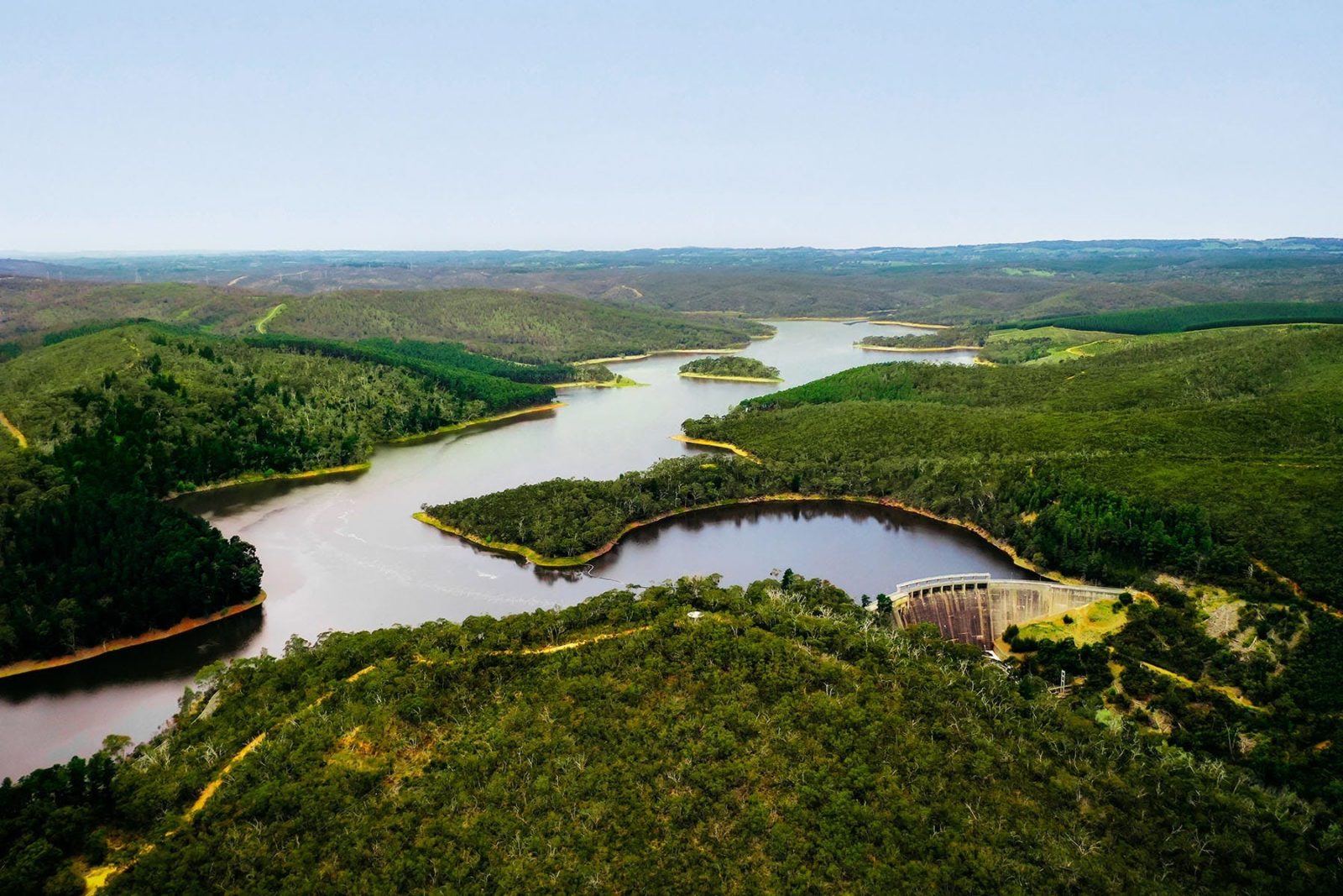 Aerial view of Mount Bold Reservoir Reserve