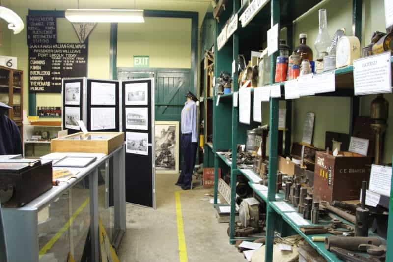 Displays inside the original station parcels office