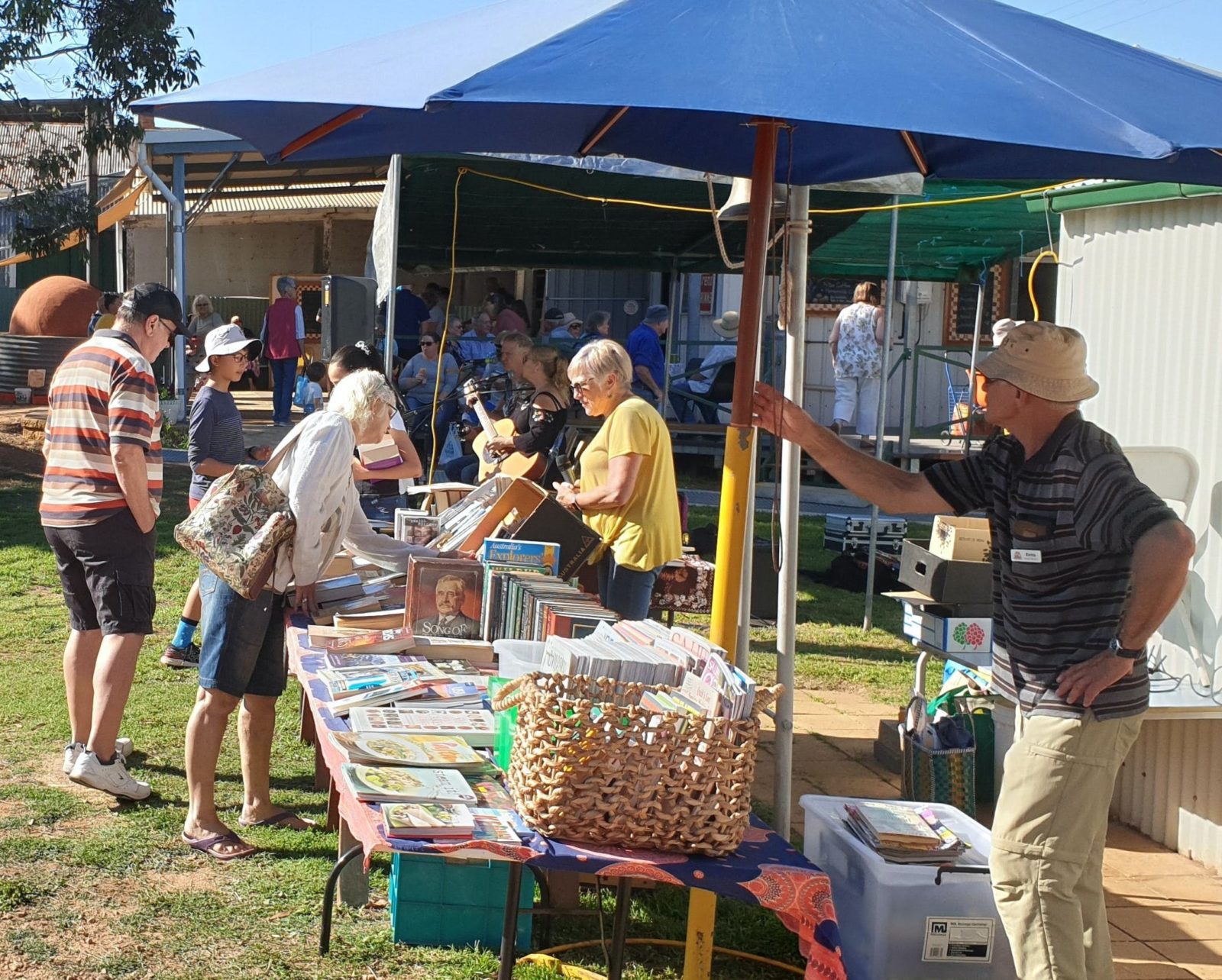 Book stall raising funds for the market site development