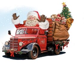 Santa in his Bedford Truck