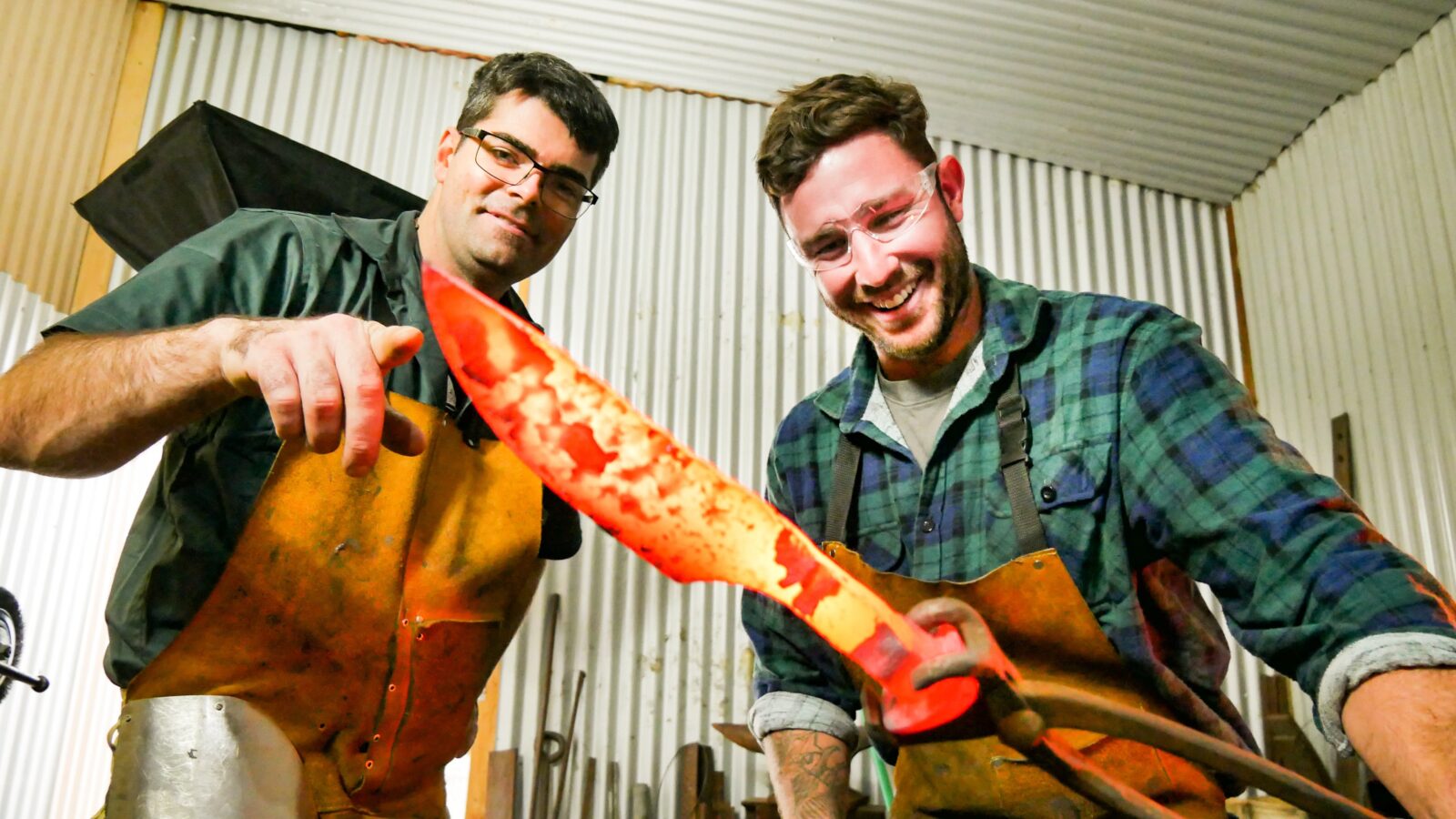 blacksmith workshop hot metal knife making