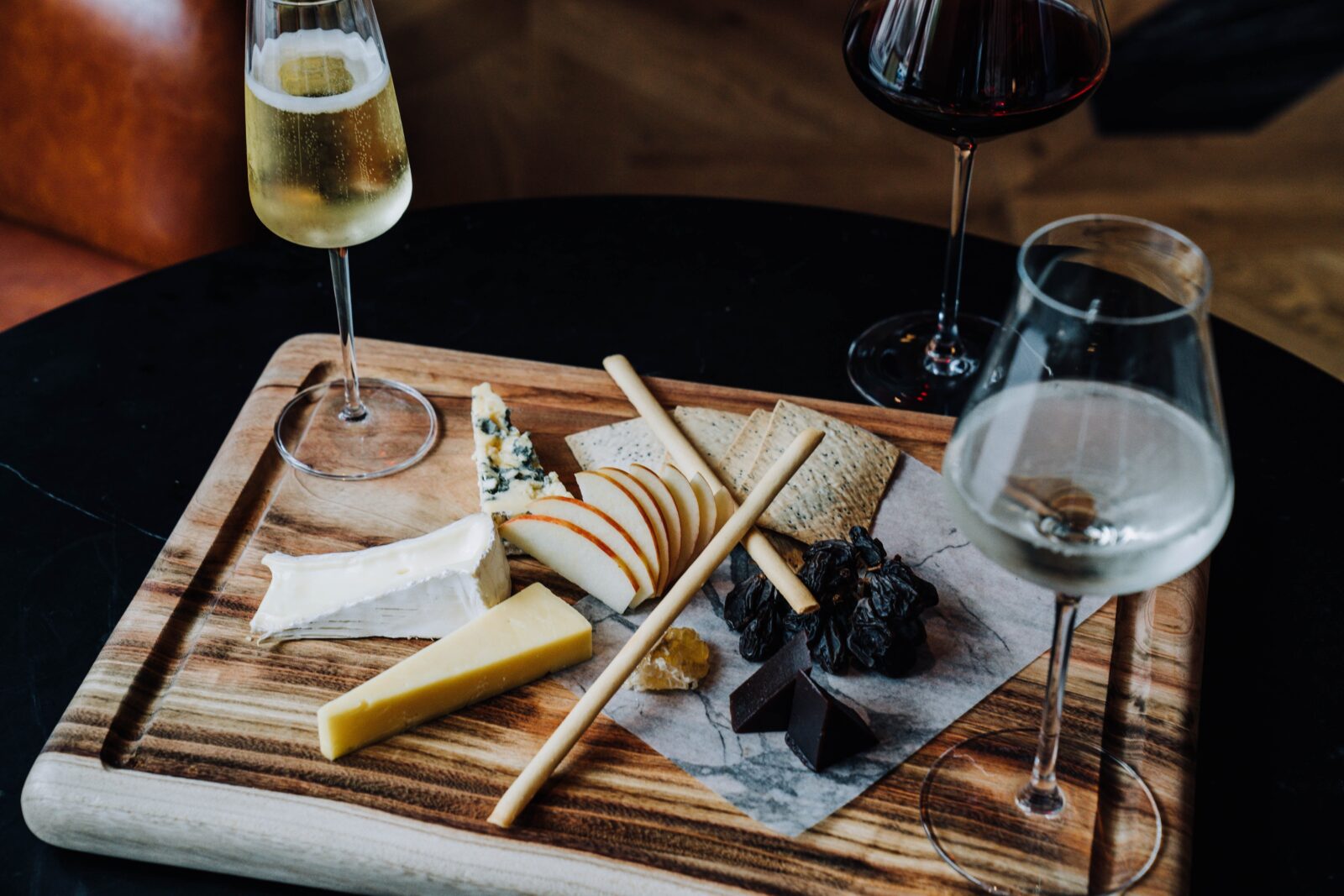 Cheese and wine platter