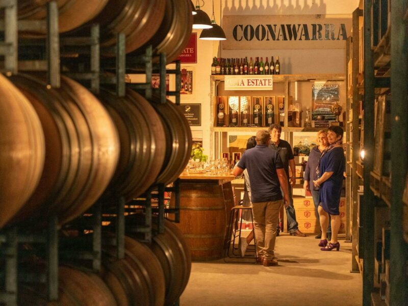 Zema Estate back vintage Coonawarra wine tasting in private museum area.