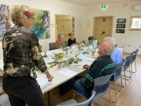 Judith Sweetman delivering the botanical drawing workshop using nature to create works of art.