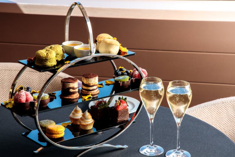 Champagne and finger food for high tea offering