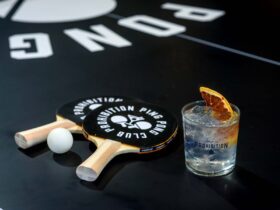 Ping Pong Table, bats and G&T