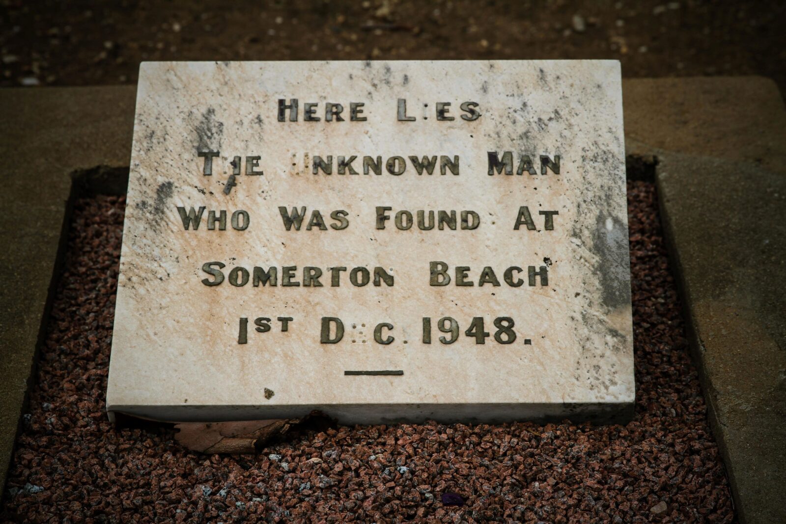 The wooden cross initially placed on the grave had the words "Unknown Man" inscribed on it. It was s