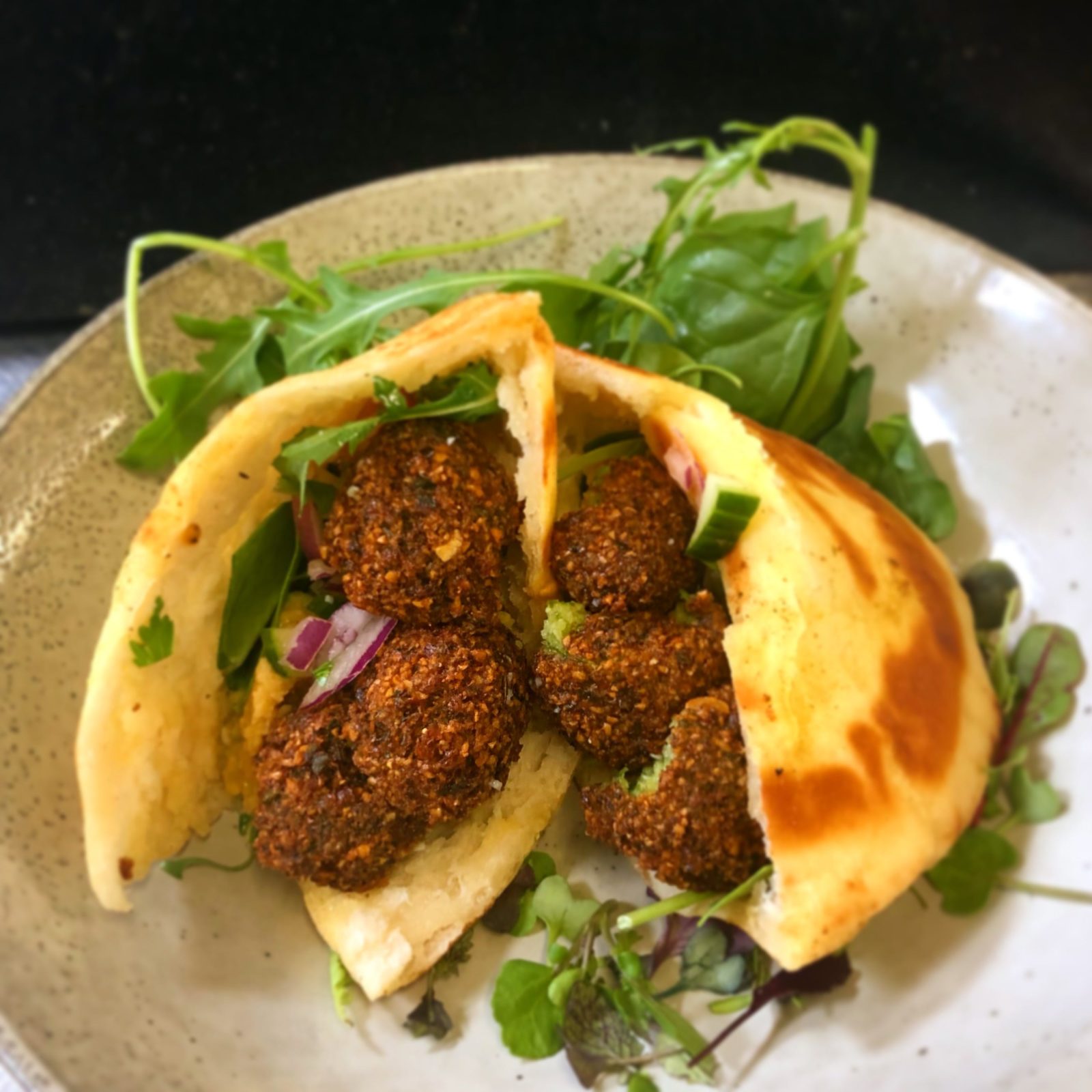 We make everything from scratch including our delicious vegan falafel & hummus
