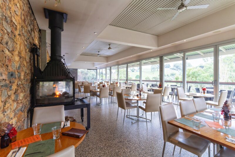 Restaurant with panoramic glass views