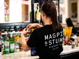 Magpie & Stump staff member working behind the bar