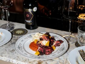 Grilled octopus and wine at the bar