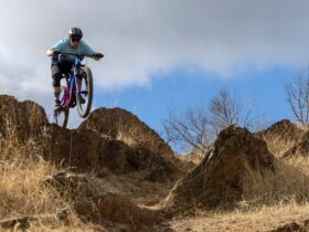 A photo of a mountain biker rider enjoying the trails in Adelaide