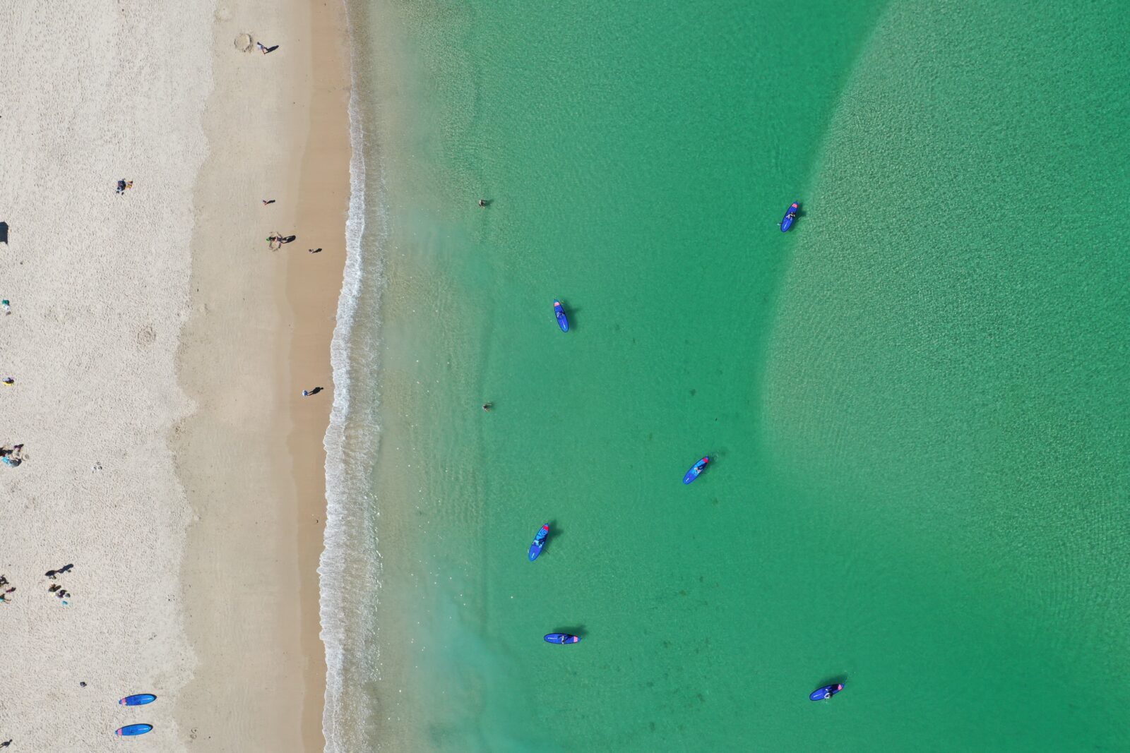 Paddle boarders from above