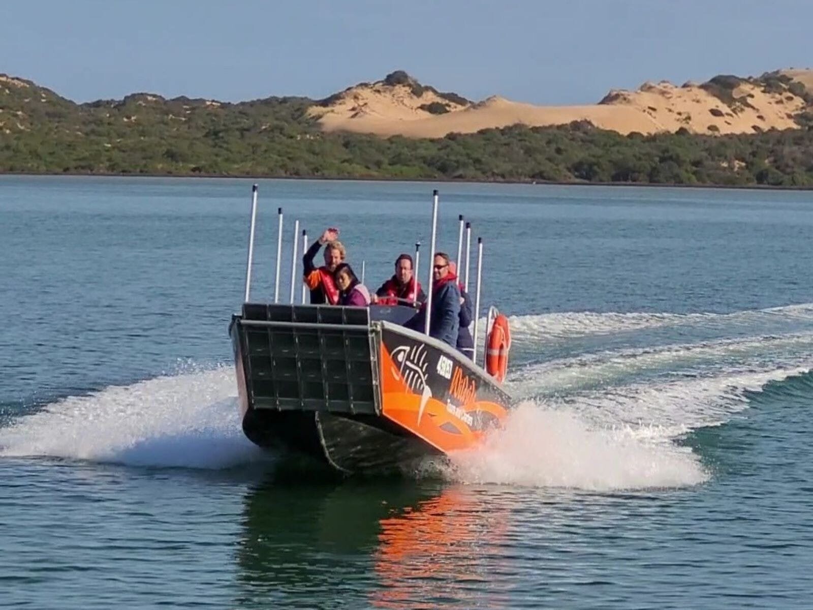 Coorong Wildside Tour boat in action on the Coorong