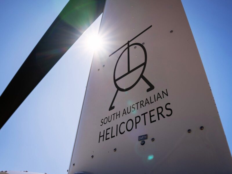 South Australian Helicopters Logo on the helicopter.