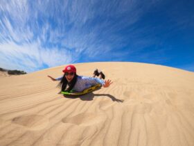 Sandboarding in Lincoln National Park at Wanna Dunes