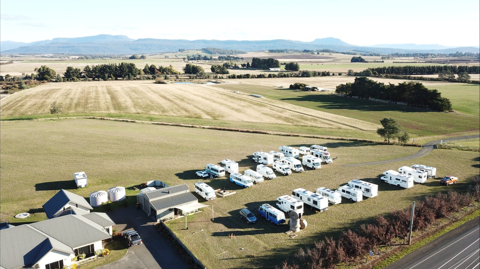 Plenty of space, easy access for large vehicles with views of The Great Western Tiers