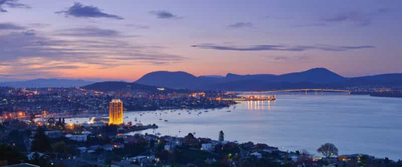 Wrest Point with Hobart City lights back drop