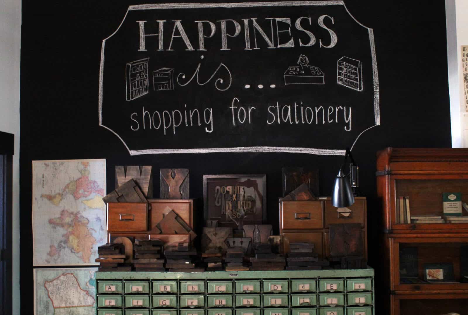 Stationery store with vintage items and boutique stationery shopping