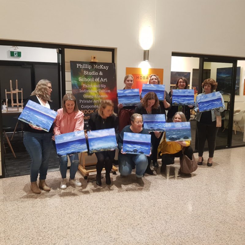 Hobart Art Gallery paint n sip classes led by Tasmanian Atist Phillip McKay are a popular and fun