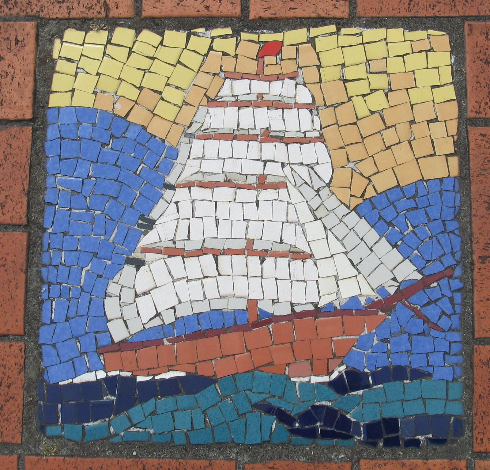 Sailing ship mosaic