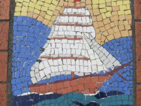 Sailing ship mosaic