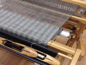 Loom in action with shadow weave