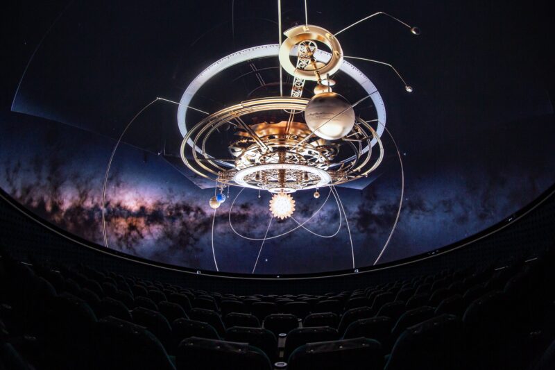 Image from the Dark Side of the Moon planetarium show, depicting an astrolabe in space.