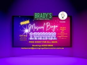 Musical Bingo Advertisement for Penny Royal Bradys Tavern