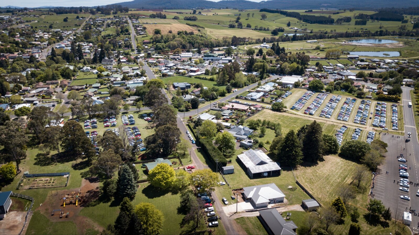 Aerial view of the venues displaying all types of craft. Linked by free shuttle bus.