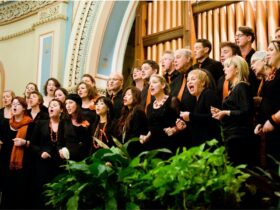 A choir group singing