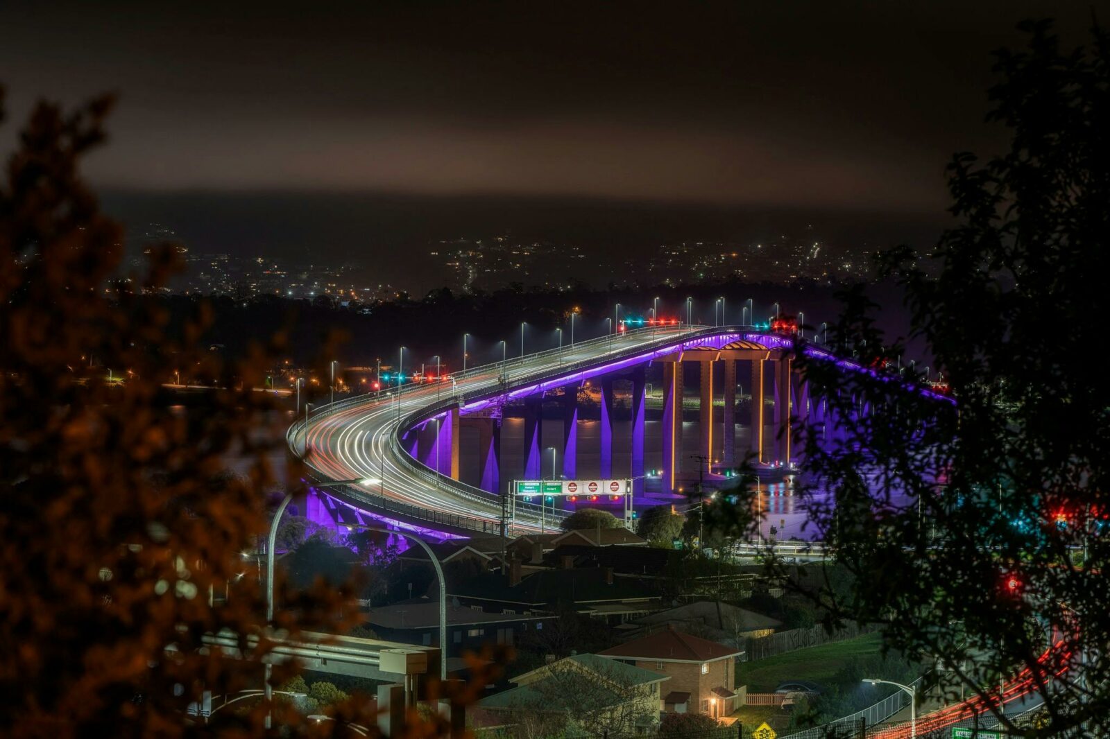 Tasman Bridge with lights