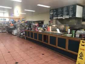 Front counter and bain maree at Dinos Takeaway