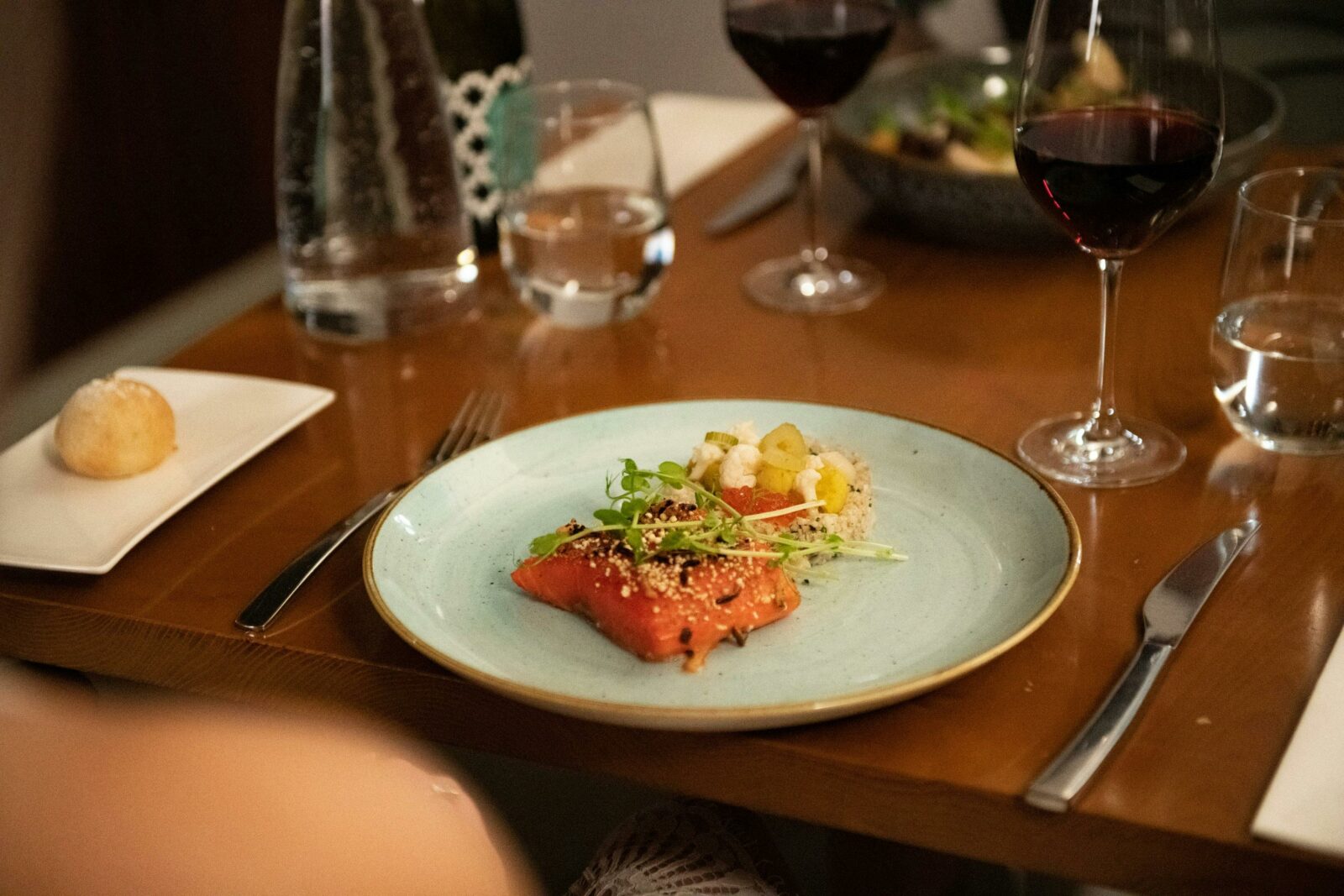 Photo of a dinner meal in restaurant