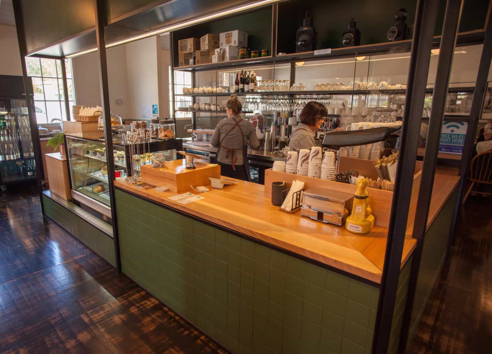 Tracks Cafe at Queenstown Station offers a large, bright, warm and welcoming atmosphere