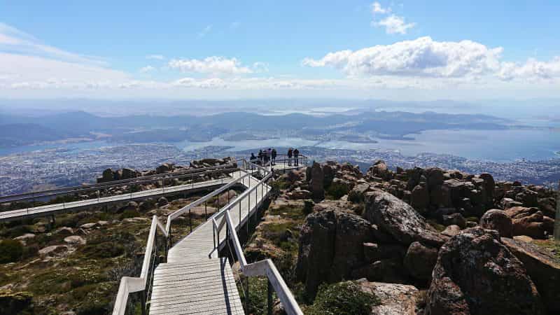 Spectacular views from the lookout at The Pinnacle, kunanyi/Mt Wellington