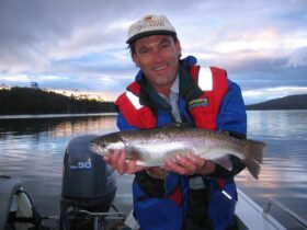 Gary France with a wild Tasmanian trout