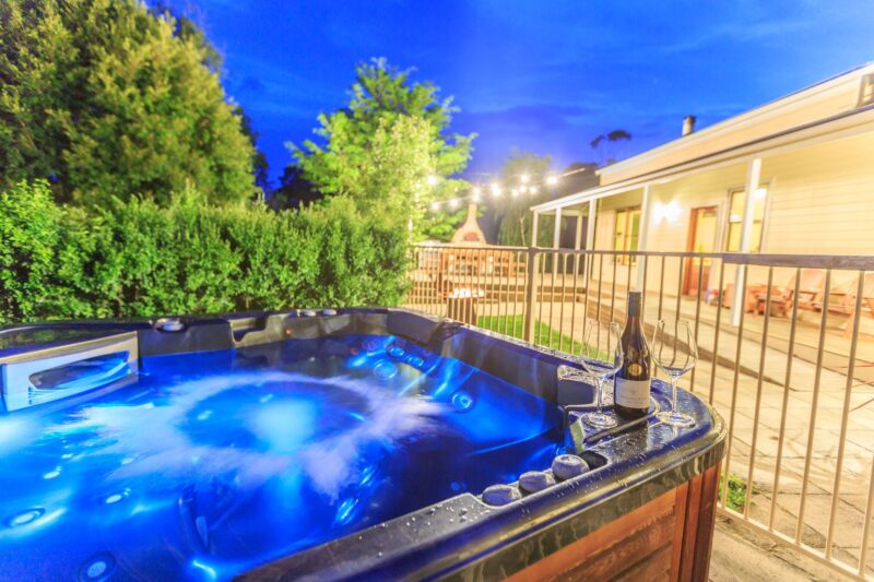 Outdoor hot tub for year round relaxation and fun!